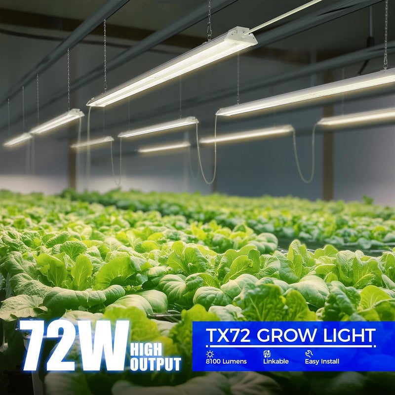 Barrina TX72 4FT Plant Grow Light, 72W(500W Equivalent), High PPFD, Full Spectrum with 660nm Red LEDs, Linkable, LED Growing Lamp Fixture for Indoor Plant Growing with On/Off Switch, Seedling, 1 Pack - Image 2